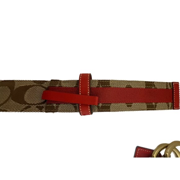 Coach Brown Jacquard Signature C Double Slip Buckles Belt Vintage - Picture 7 of 7